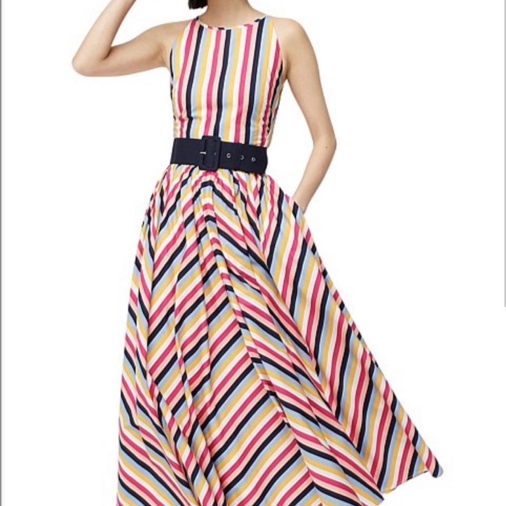 J. Crew High Neck belted Poplin dress